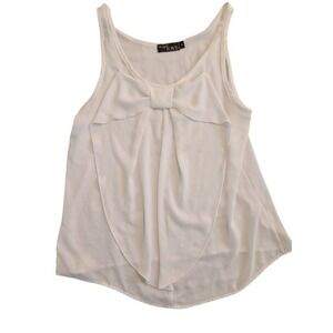 RMD Los Angeles‎ Womens Tank Top Sleeveless Bow Front Cream Blouse - M